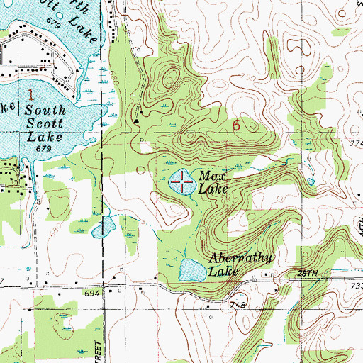 Topographic Map of Max Lake, MI