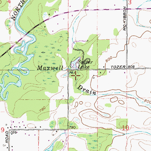 Topographic Map of Maxwell Drain, MI
