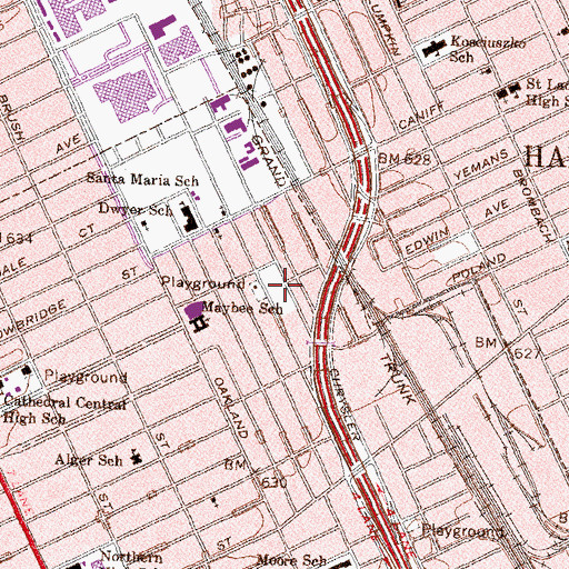 Topographic Map of Maybee School, MI