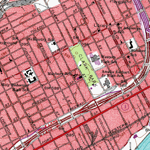 Topographic Map of Maybury School, MI