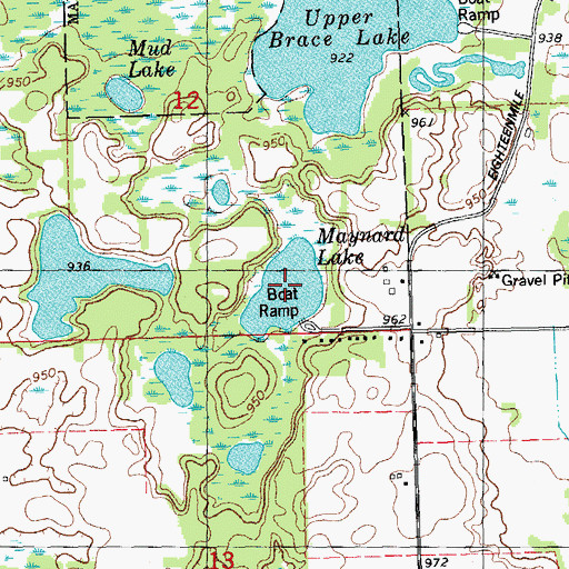 Topographic Map of Maynard Lake, MI
