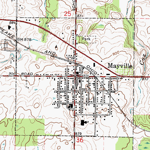 Topographic Map of Mayville, MI