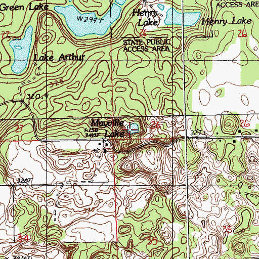 Topographic Map of Mayville Lake, MI