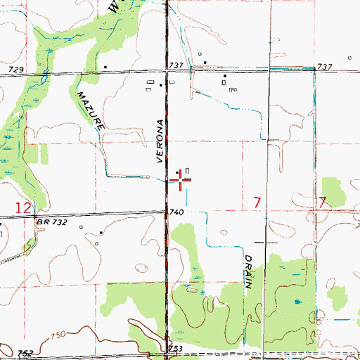 Topographic Map of Mazure Drain, MI