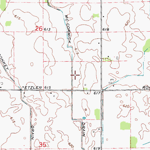 Topographic Map of McCormick Drain, MI