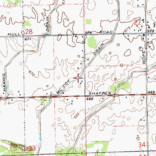 Topographic Map of McCoy Drain, MI