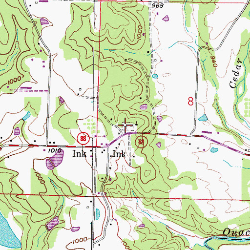 Topographic Map of Concord Cemetery, AR