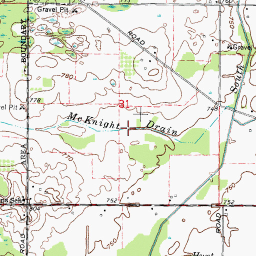Topographic Map of McKnight Drain, MI