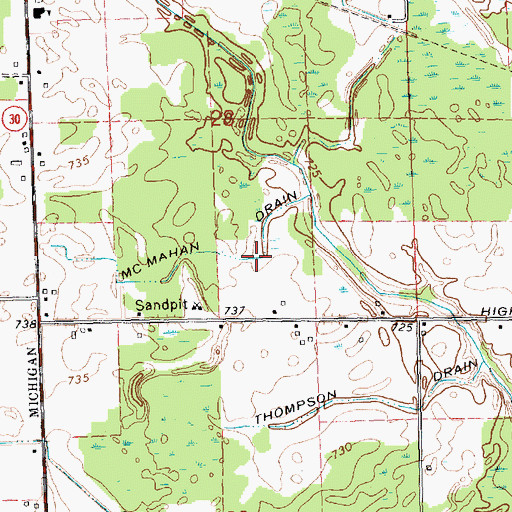 Topographic Map of McMahan Drain, MI