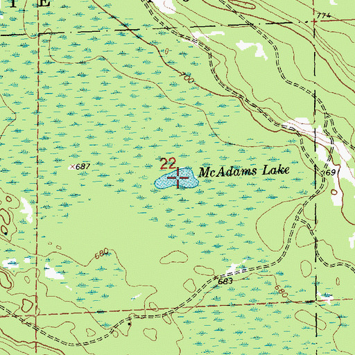 Topographic Map of McAdams Lake, MI