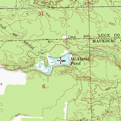 Topographic Map of McAlpine Pond, MI