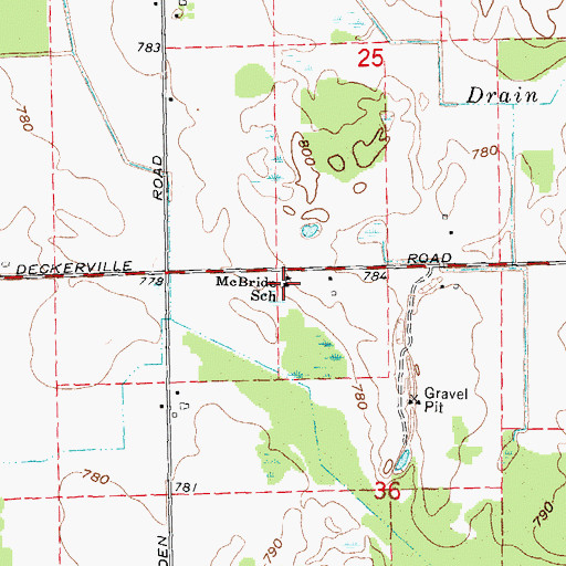 Topographic Map of McBride School, MI