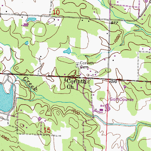 Topographic Map of Corinth, AR