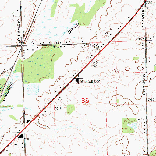 Topographic Map of McCall School, MI