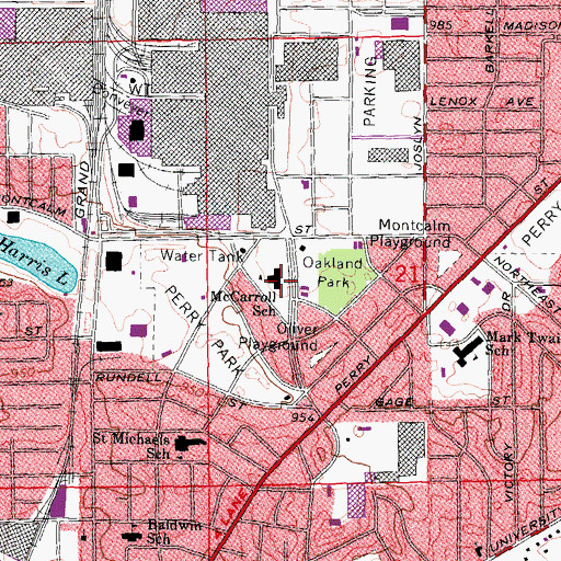 Topographic Map of McCarroll School, MI