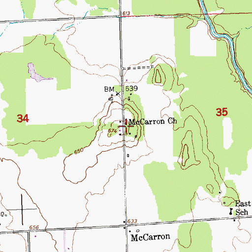 Topographic Map of McCarron Church, MI