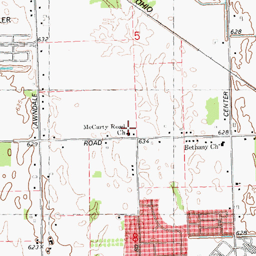 Topographic Map of McCarty Road Church, MI
