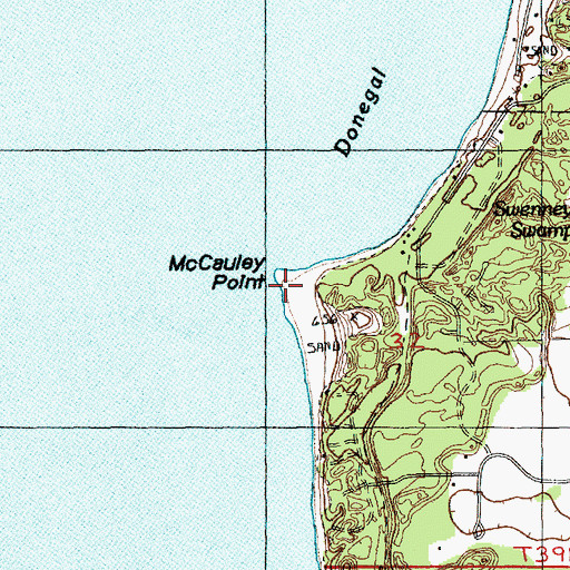 Topographic Map of McCauley Point, MI
