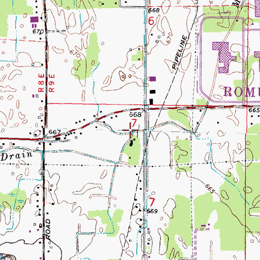 Topographic Map of McClaughrey Drain, MI