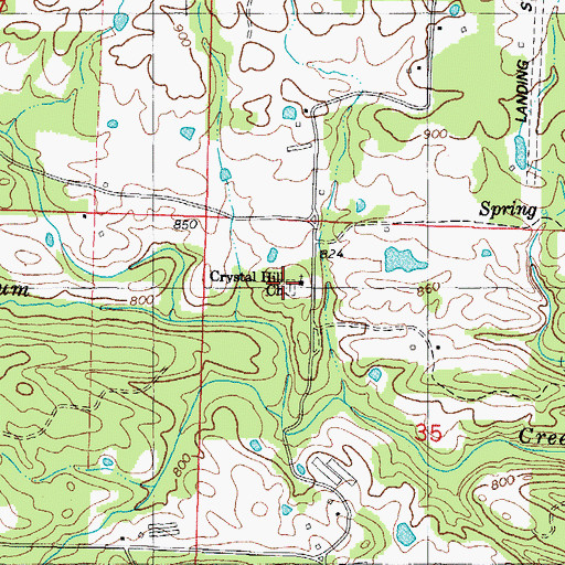 Topographic Map of Crystal Hill Cemetery, AR