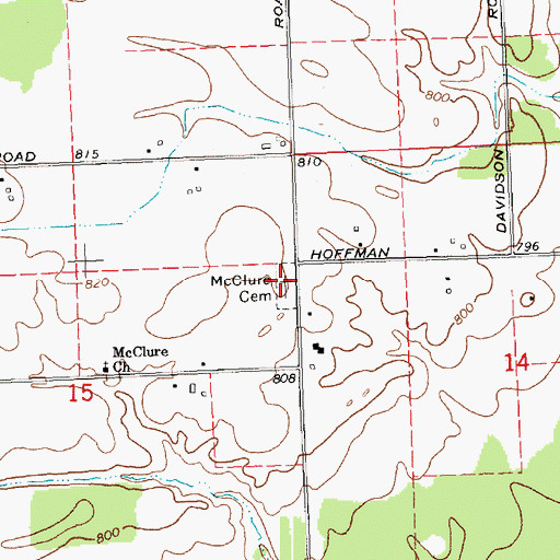 Topographic Map of McClure Cemetery, MI