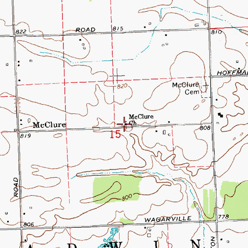 Topographic Map of McClure Church, MI
