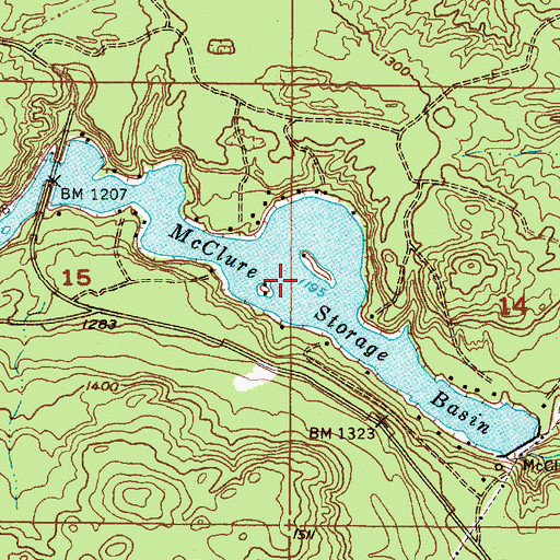 Topographic Map of McClure Storage Basin, MI