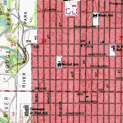 Topographic Map of McColl School, MI