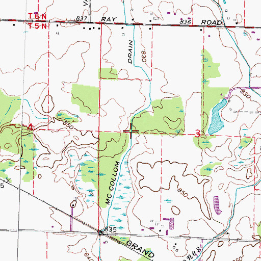 Topographic Map of McCollom Drain, MI