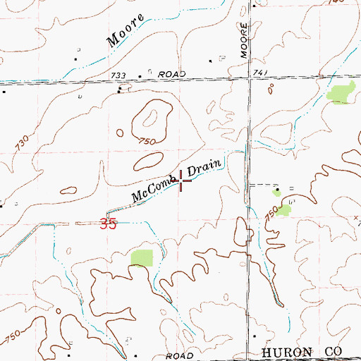 Topographic Map of McComb Drain, MI
