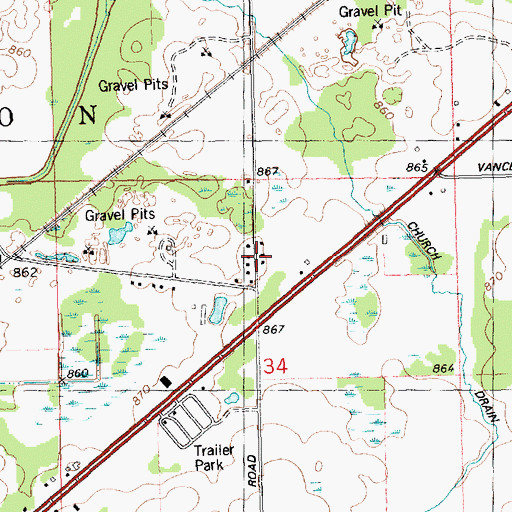 Topographic Map of McConnell School, MI