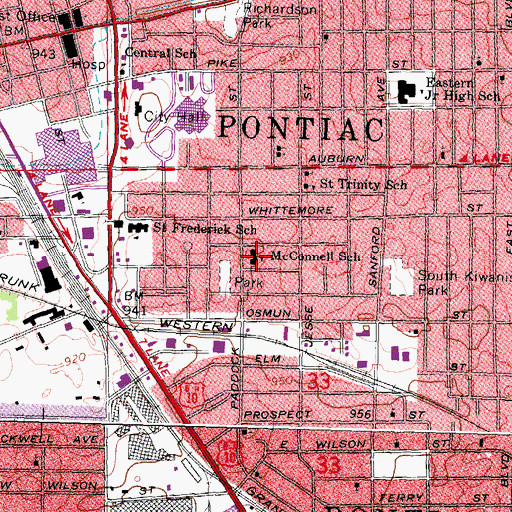 Topographic Map of McConnell School, MI
