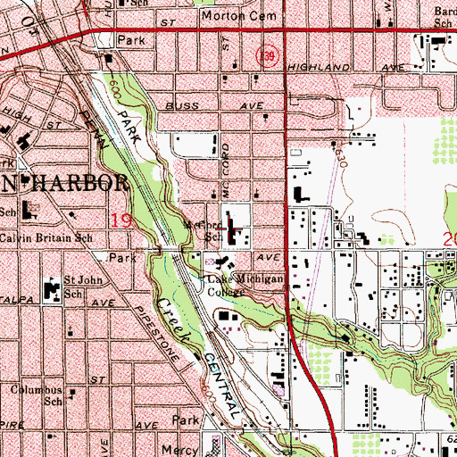 Topographic Map of McCord School, MI
