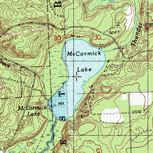 Topographic Map of McCormick Lake, MI