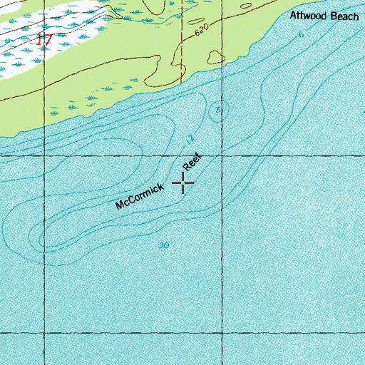 Topographic Map of McCormick Reef, MI