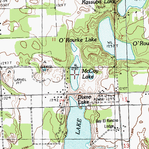 Topographic Map of McCoy Lake, MI
