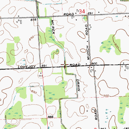Topographic Map of McCrea Drain, MI