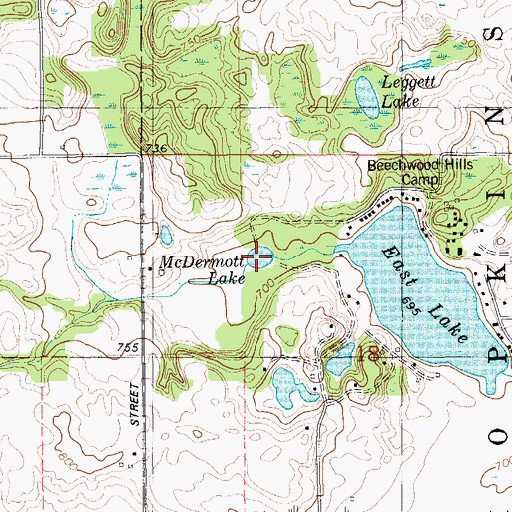 Topographic Map of McDermott Lake, MI