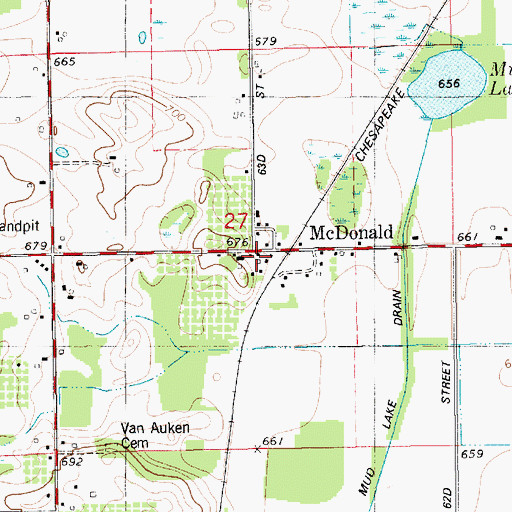 Topographic Map of McDonald, MI