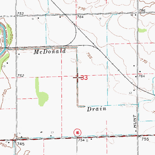 Topographic Map of McDonald Drain, MI