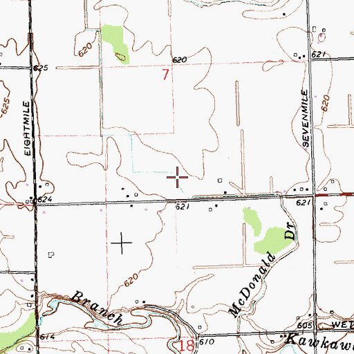 Topographic Map of McDonald Drain, MI