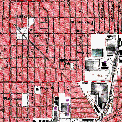 Topographic Map of McDonald School, MI