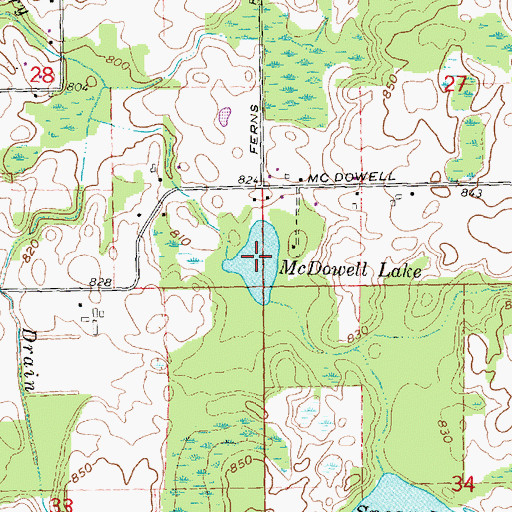 Topographic Map of McDowell Lake, MI