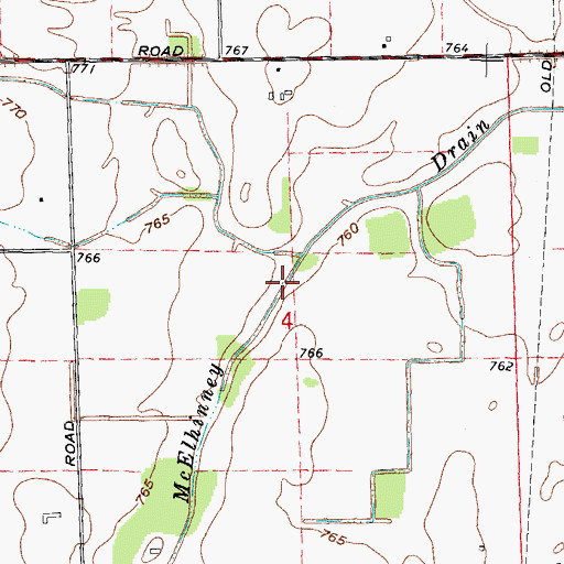 Topographic Map of McElhinney Drain, MI