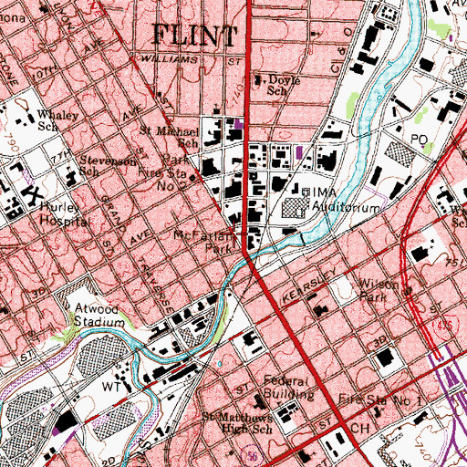 Topographic Map of McFarlan Park, MI