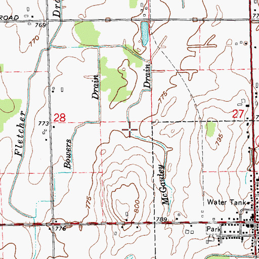 Topographic Map of McGauley Drain, MI