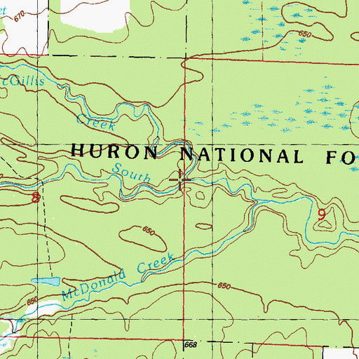 Topographic Map of McGillis Creek, MI
