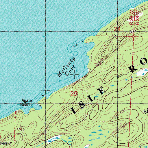 Topographic Map of McGinty Cove, MI