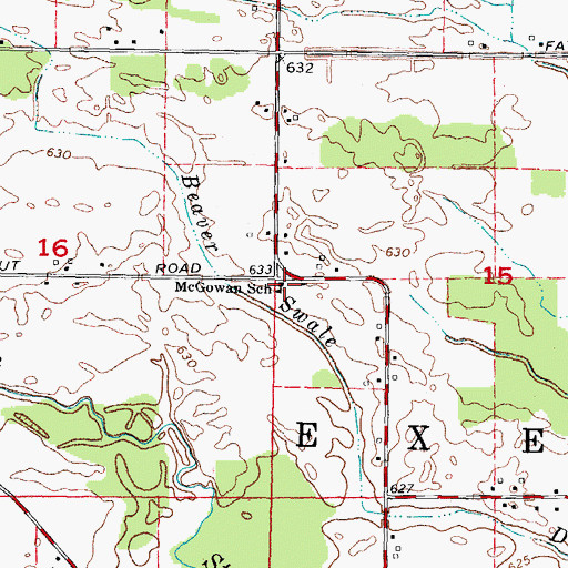 Topographic Map of McGowan School, MI