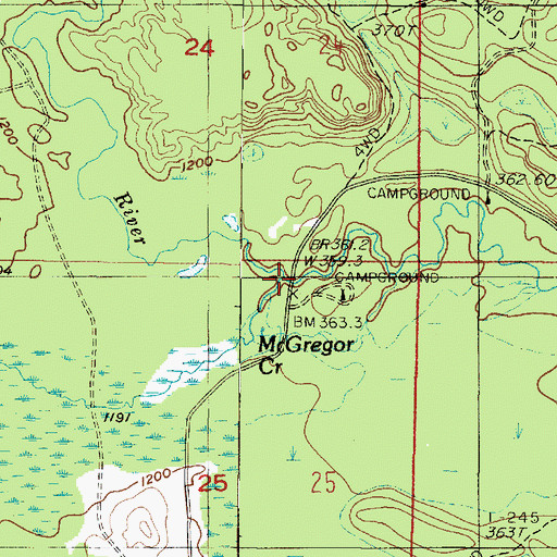 Topographic Map of McGregor Creek, MI